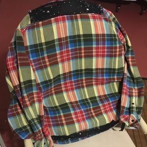 1 of 1 galaxy flannel button down designer shirt.